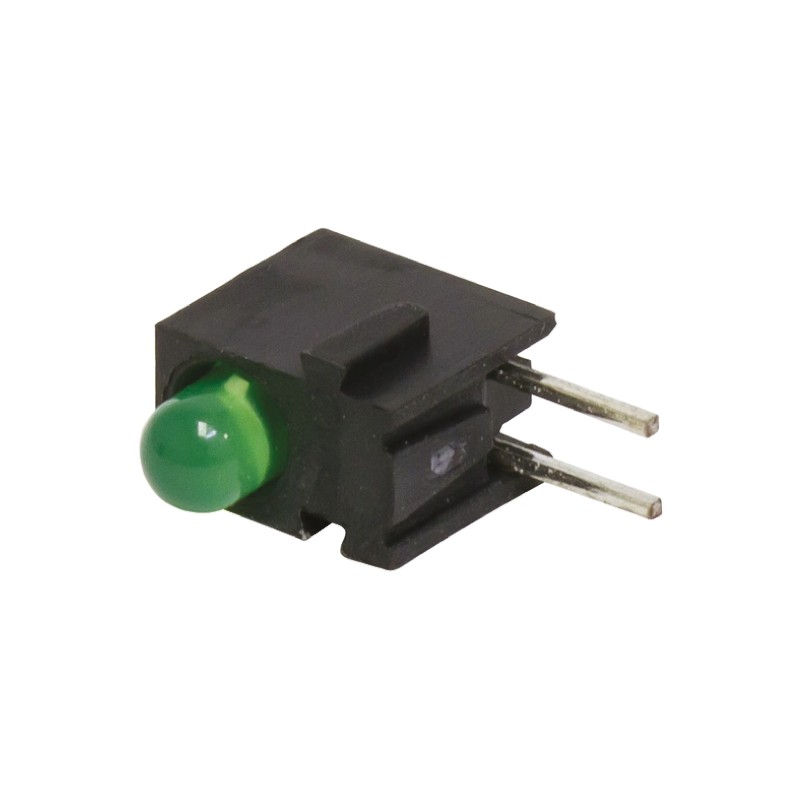 10 pcs - Bivar H100CGD, Green Right Angle PCB LED Indicator, Through Hole 2.6 V