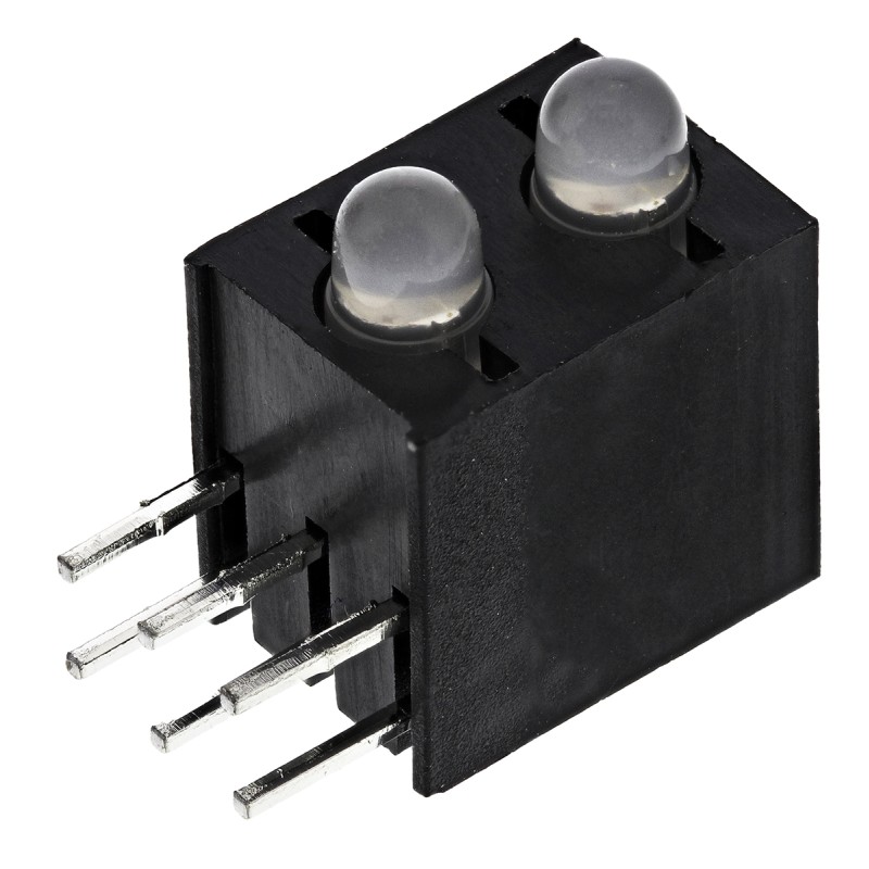 10 pcs - Kingbright L-130WCP/2EGW, Green & Red Right Angle PCB LED Indicator, 2 LEDs, Through Hole 2.5 V