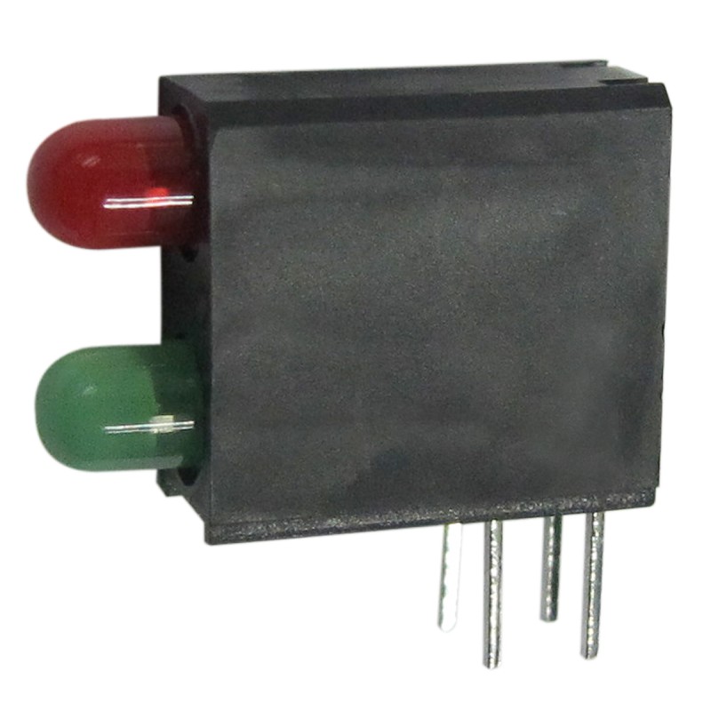 10 pcs - Kingbright L-710A8GE/1I1GD-RV, Green & Red Right Angle PCB LED Indicator, 2 LEDs, Through Hole 2.5 V