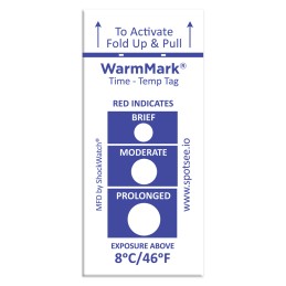 10 pcs - SpotSee Non-Reversible Temperature Sensitive Label, +8°C to +37°C, 1 Level Levels