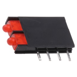 10 pcs - Kingbright L-4060VH/2ID, Red Right Angle PCB LED Indicator, 2 LEDs, Through Hole 2.5 V