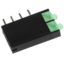 10 pcs - Kingbright L-4060VH/2GD, Green Right Angle PCB LED Indicator, 2 LEDs, Through Hole 2.5 V