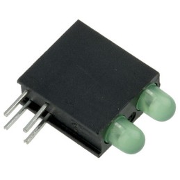 10 pcs - Dialight 553-0122F, Green Right Angle PCB LED Indicator, 2 LEDs 3mm (T-1), Through Hole