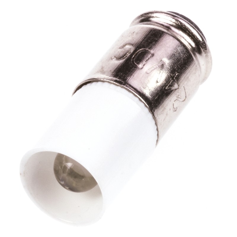 2 pcs - JKL Components White LED Indicator Lamp, 24V dc, Midget Groove Base, 6.2mm Diameter