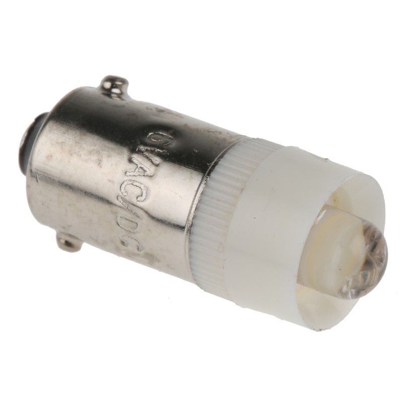 2 pcs - JKL Components White LED Indicator Lamp, 6V ac/dc, BA9s Base, 9.6mm Diameter, 13000mcd
