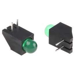 20 pcs - Kingbright L-1503CB/1GD, Green Right Angle PCB LED Indicator, Through Hole 2.5 V