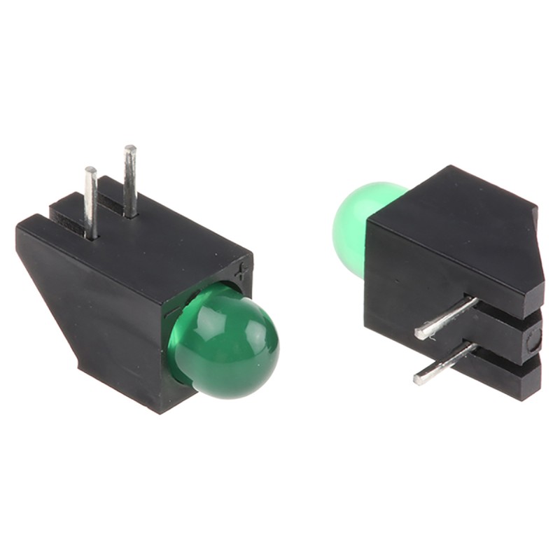 20 pcs - Kingbright L-1503CB/1GD, Green Right Angle PCB LED Indicator, Through Hole 2.5 V