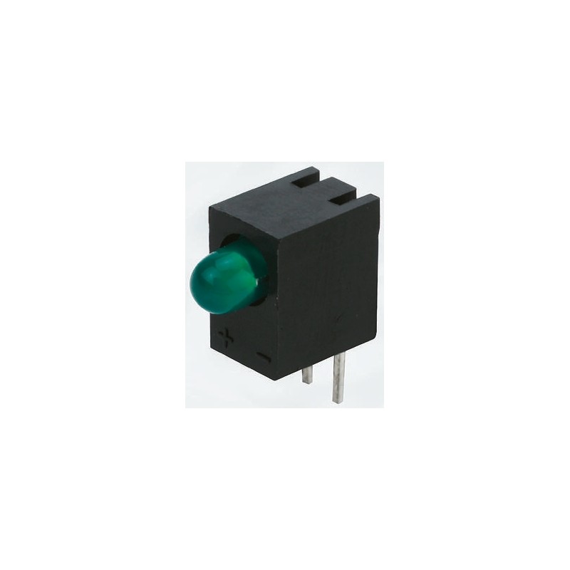 20 pcs - Kingbright L-710A8EW/1LGD, Green Right Angle PCB LED Indicator, Through Hole 2.5 V