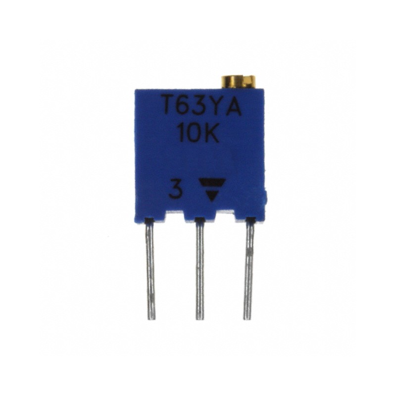 1 pcs : T63YA102KT20 - TRIMMER 1K OHM 0.25W PC PIN TOP