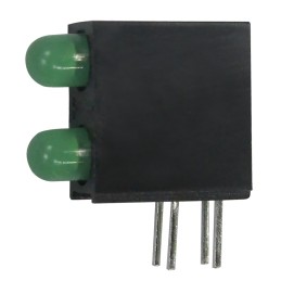 20 pcs - Kingbright L-93A8EB/2GD, Green Right Angle PCB LED Indicator, 2 LEDs, Through Hole 2.5 V