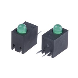 20 pcs - Kingbright L-93A8CB/1GD, Green Right Angle PCB LED Indicator, Through Hole 2.5 V