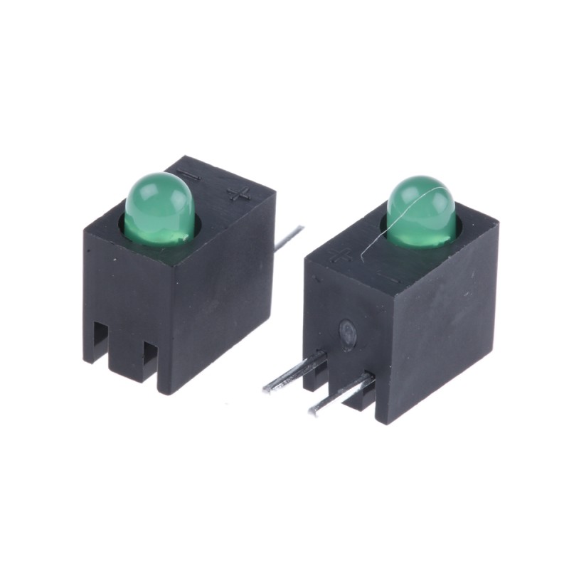 20 pcs - Kingbright L-93A8CB/1GD, Green Right Angle PCB LED Indicator, Through Hole 2.5 V