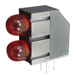 20 pcs - Kingbright L-1503EB/2ID, Red Right Angle PCB LED Indicator, 2 LEDs, Through Hole 2.5 V