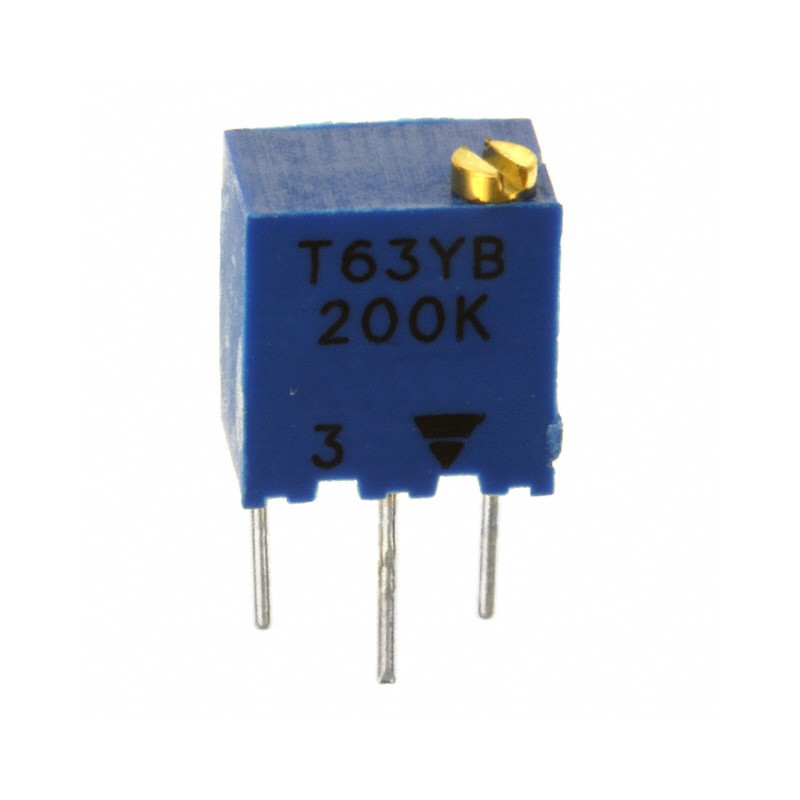 1 pcs : T63YB204KT20 - TRIMMER 200KOHM 0.25W PC PIN TOP