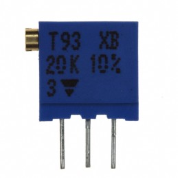 1 pcs : T93XB203KT20 - TRIMMER 20K OHM 0.5W PC PIN SIDE