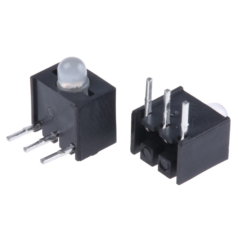 20 pcs - Kingbright L-130WDT/1EGW, Green & Red Right Angle PCB LED Indicator, Through Hole 2.5 V