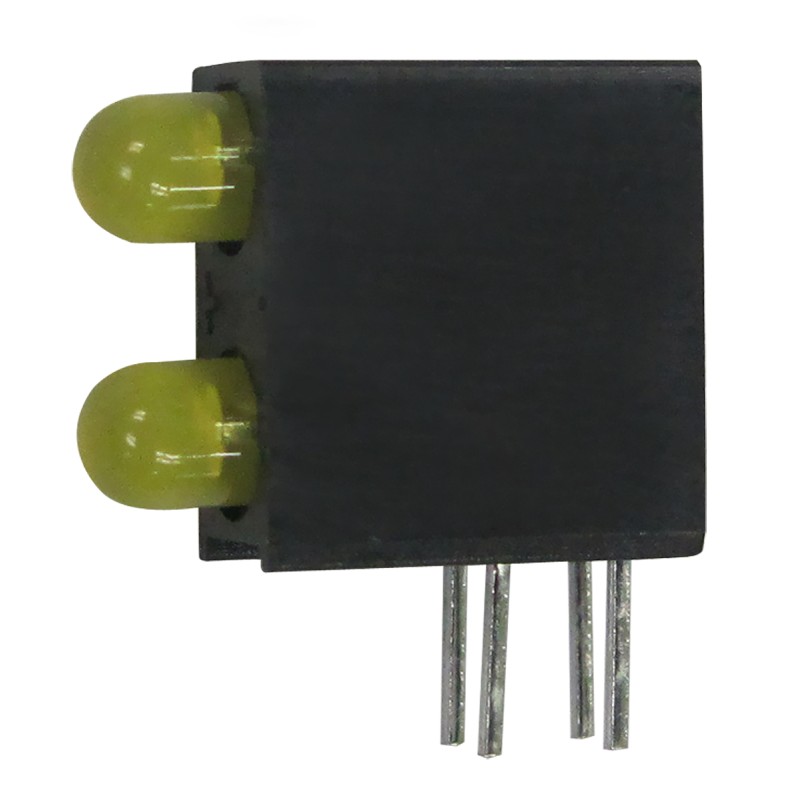 20 pcs - Kingbright L-93A8EB/2YD, Yellow Right Angle PCB LED Indicator, Through Hole 2.5 V