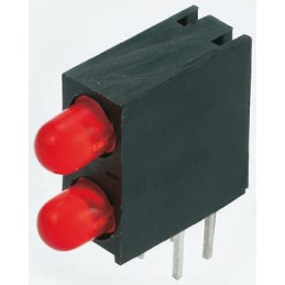 20 pcs - Kingbright L-93A8EB/2ID, Red Right Angle PCB LED Indicator, 2 LEDs, Through Hole 2.5 V