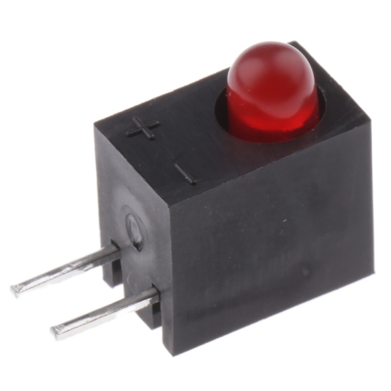 20 pcs - Kingbright L-93A8CB/1ID, Red Right Angle PCB LED Indicator, Through Hole 2.5 V