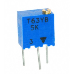 1 pcs : T63YB502KT20 - TRIMMER 5K OHM 0.25W PC PIN TOP