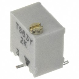 1 pcs : TS63Y202KR10 - TRIMMER 2K OHM 0.25W GW TOP ADJ
