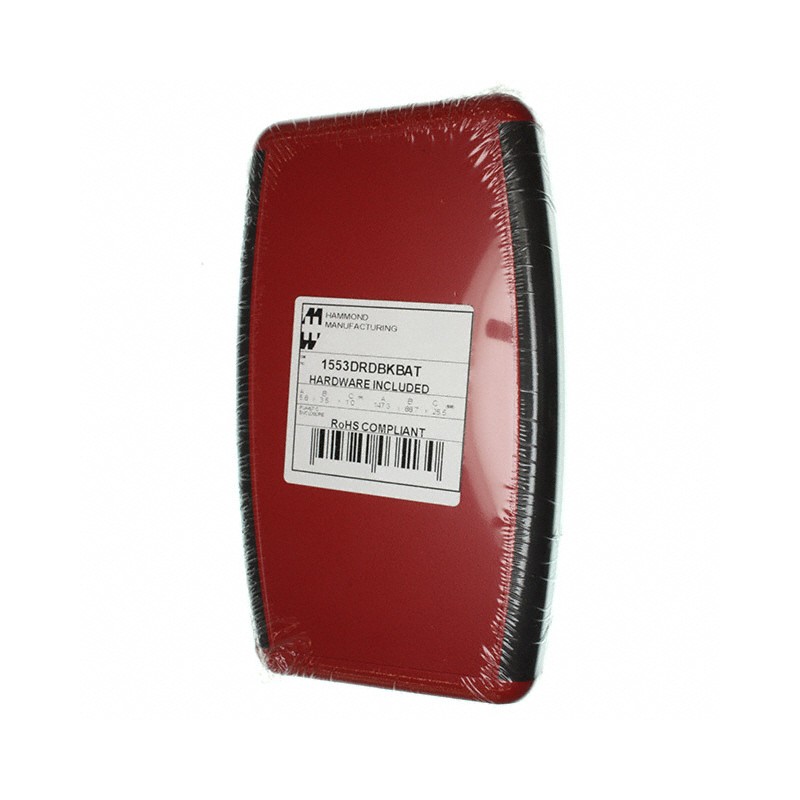 1 pcs : 1553DRDBKBAT - BOX ABS RED 5.8'L X 3.50'W