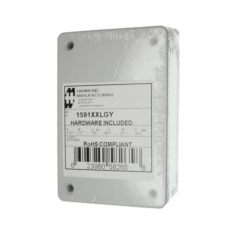 1 pcs : 1591XXLGY - BOX PLASTIC GRAY 3.43'L X 2.28'W