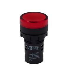 5 pcs - RS PRO, Panel Mount Red LED Pilot Light, 22mm Cutout, IP65, Round, 230V ac