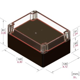 1 pcs : RB65P12C20B - BOX PLAS BLK/CLR 6.3'L X 4.72'W