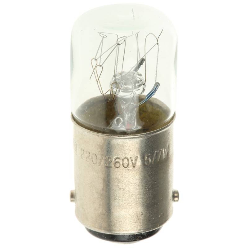 5 pcs - RS PRO BA15d Indicator Light, Clear, 260 V, 27 mA, 1000h