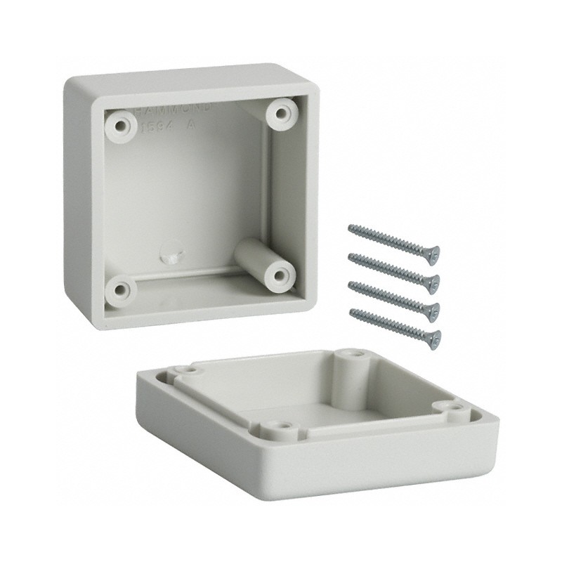 1 pcs : 1594ASGY - BOX PLASTIC GRAY 2.21'L X 2.21'W