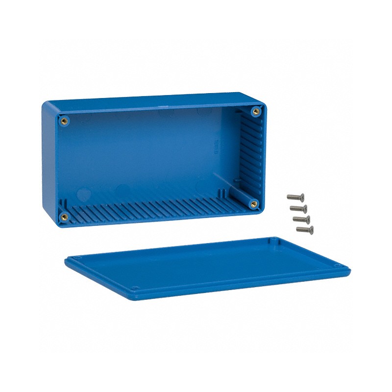 1 pcs : 1591DBU - BOX PLASTIC BLUE 5.91'L X 3.15'W