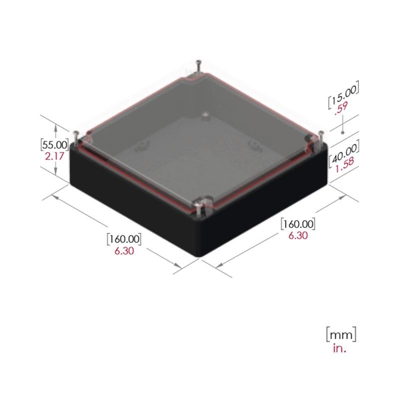1 pcs : RB66P06C16B - BOX PLAS BLK/CLR 6.3'L X 6.3'W