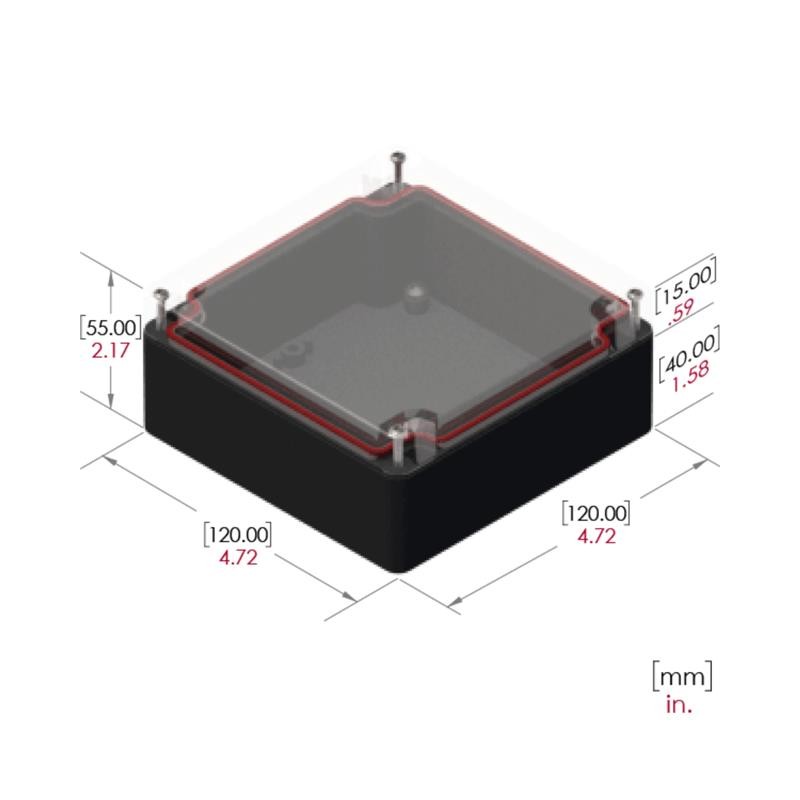1 pcs : RB55P06C16B - BOX PLASTIC BLK/CLR