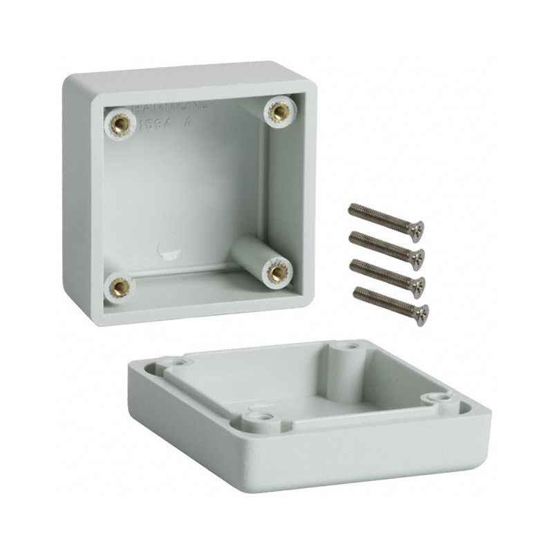 1 pcs : 1594AGY - BOX PLASTIC GRAY 2.21'L X 2.21'W