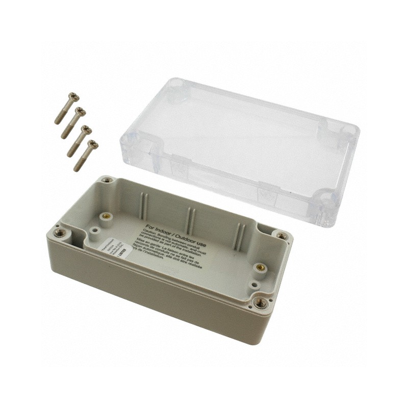 1 pcs : 1554C2GYCL - BOX PC GRAY/CLR 4.72'L X 2.56'W