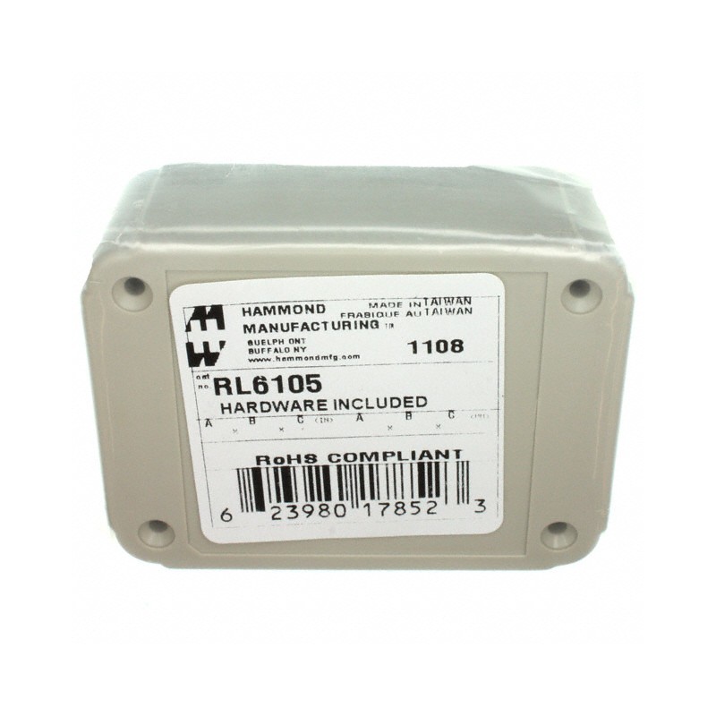 1 pcs : RL6105 - BOX PLASTIC GRAY 3.15'L X 2.36'W