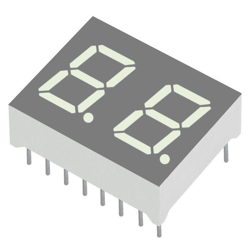 5 pcs - DA04-11SURKWA Kingbright 2 Digit 7-Segment LED Display, CA Red 54 mcd RH DP 10mm