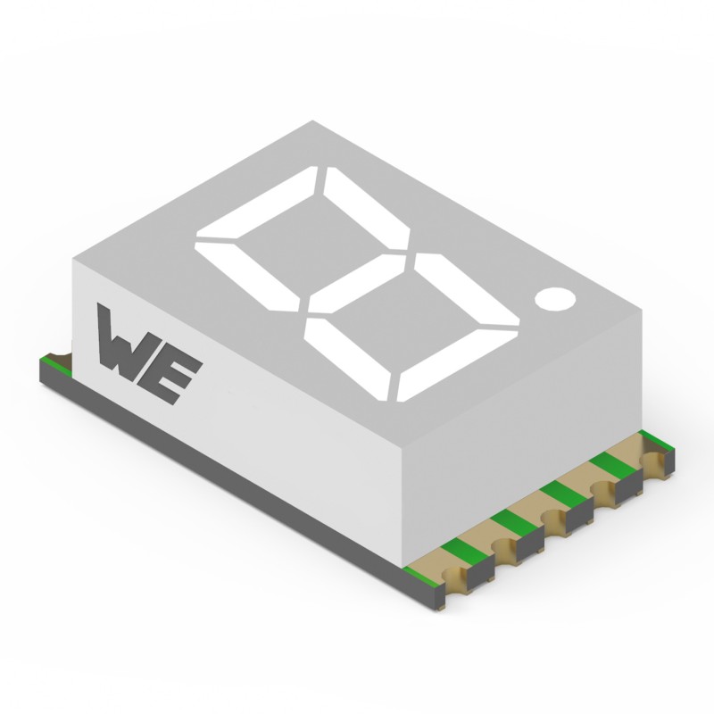5 pcs - 157143V12700 Wurth Elektronik 7-Segment LED Display, CC Green 35 mcd RH DP 14.2mm