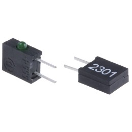 5 pcs - Dialight 555-2301F, Green Right Angle PCB LED Indicator, Through Hole 3 V