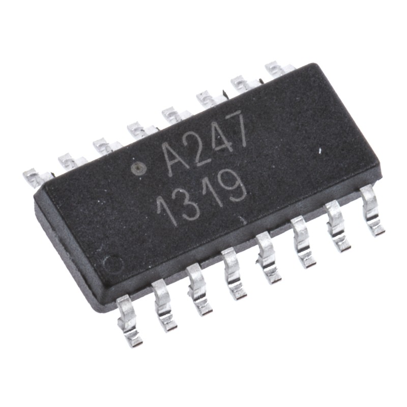 5 pcs - Broadcom, ACPL-247-500E DC Input Transistor Output Quad Optocoupler, Surface Mount, 16-Pin SOIC