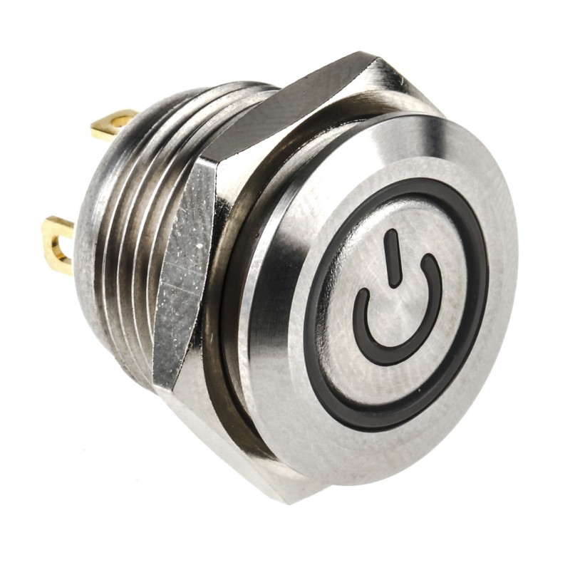 20 pcs - RS PRO Illuminated Push Button Switch, Momentary, Panel Mount, 16mm Cutout, SPST, Green LED, 36V dc, IP67