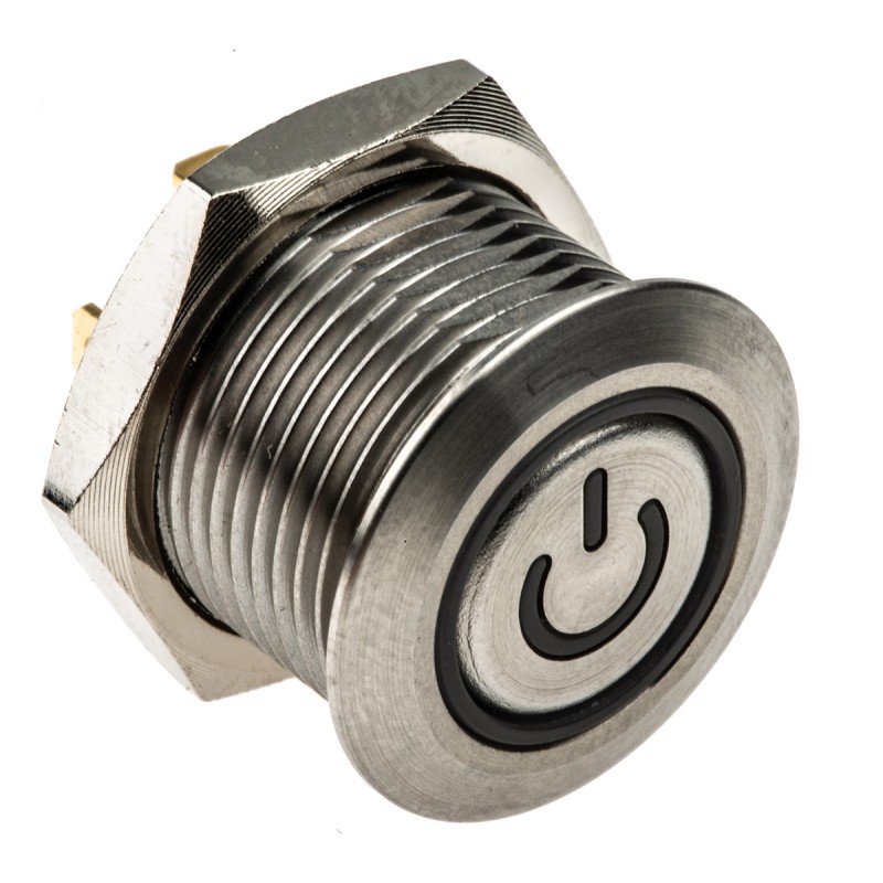 20 pcs - RS PRO Illuminated Push Button Switch, Momentary, Panel Mount, 16mm Cutout, SPST, White LED, 36V dc, IP67