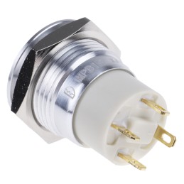 20 pcs - RS PRO Illuminated Push Button Switch, Latching, Panel Mount, 16mm Cutout, SPST, Yellow LED, 36V dc, IP67