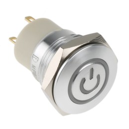 20 pcs - RS PRO Illuminated Push Button Switch, Latching, Panel Mount, 16mm Cutout, SPST, Green, Red LED, 36V dc, IP67