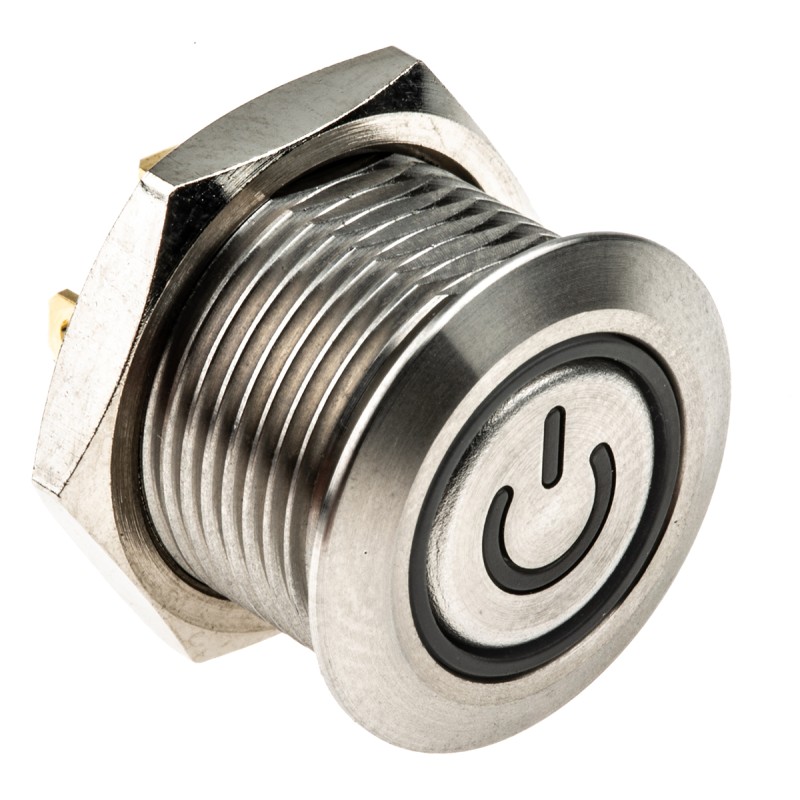 20 pcs - RS PRO Illuminated Push Button Switch, Momentary, Panel Mount, 16mm Cutout, SPST, Blue LED, 36V dc, IP67