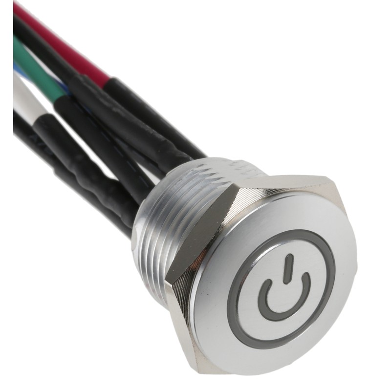 20 pcs - RS PRO Illuminated Push Button Switch, Momentary, Panel Mount, 16mm Cutout, SPST, RGB LED, 36V dc, IP67