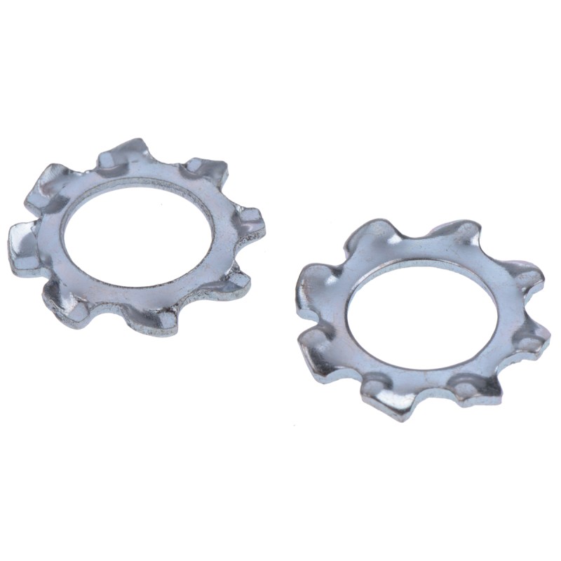 1 Bag of 100 - Bright Zinc Plated Steel External Tooth Lock Washer, M8