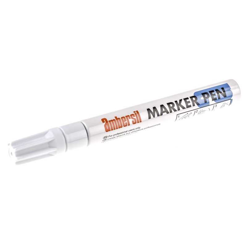 1 pcs - Ambersil White 3mm Medium Tip Paint Marker Pen for use with Various Materials