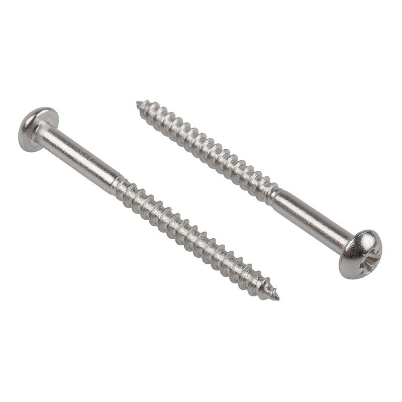 1 Bag of 100 - RS PRO Pozidriv Round Stainless Steel Wood Screw, A2 304, 4mm Thread, 50mm Length